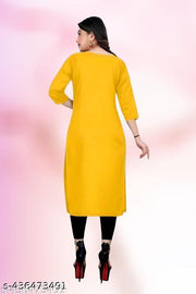 Polyster/Crepe fabric-Casual Crepe Fabric Kurti For Wowen Multicoloured Crepe Kurtas For Women | Trending Summer Casual Ethinic Crepe Fabric Kurti | Casual Regular Fit Crepe Low Price Plain Kurti for Women's