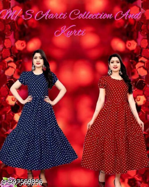 Polyster/Crepe fabric-Kurti Aanarkali