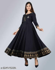 RUDRAKSH Women's Embroidered Rayon Anarkali Kurta|Gown for Women|