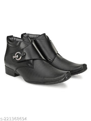 Men's Black Synthetic Leather Derby Formal Shoes - MRJ143