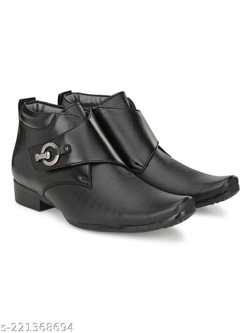Men's Black Synthetic Leather Derby Formal Shoes - MRJ143
