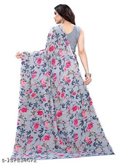 georgette grey Saree with blouse