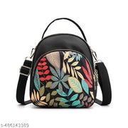SYGA Women's Mini Backpack - Multi-Purpose Shoulder Bag with Leaves Pattern (Black)