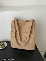 Eco-Friendly Corduroy Tote Bag |  Women Shoulder Bag | Stylish & Comfort Women's Cotton Bag | Canvas Shoulder Purse Reusable Grocery Bag | Outer Pockets, Utility Bag Travel & Daily use