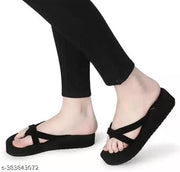 Skytrap Pink, Black Nubuck Fancy Stylish & Comfortable Extra Soft Slippers Flipflop for Women & Girls Combo of 2
