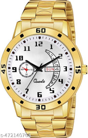 Day n Date Men Stylish Analog Latest Watches Combo - Set of 2 - GOLD-4-AND-GOLD-19