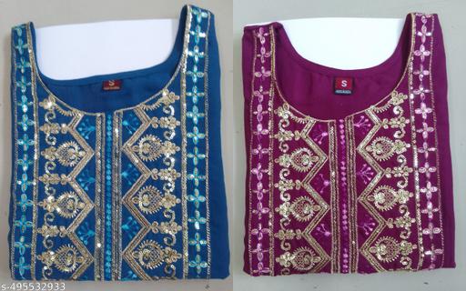 Women Ethnic Wear Rayon Embroidery Gala Kurti, Size -S, M, L, XL, XXL, 2XL, New Design & Fashionable Kurti, Pack of 2 (Combo of 2)