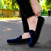 LEE GREEM Men's Blue Velvet Slip On Comfortable and Stylish Loafers