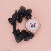 Stylish Scrunchie Fabric Strap Analog Watch For Women and Girls
