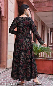 Polyster/Crepe fabric-JAIPURI ANARKALI KURTI