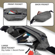 NABAAT SwiftPack Waist Bag for Men and Women, Chest Fanny Pack, Belt Bum Bag for Running, Hiking, Small Travel Bag, Sports Sling Money Pouch for Women with Key Holder, Radium logo and Adjustable Belt (Grey)