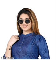 • Trendy Women Blue Denim Straight Kurti