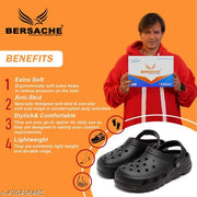 Bersache Extra Soft Classic Casual with  Regular wear with Ultra Soft & Flexibility Technology Clogs for Men's & Boy's-  (6094-Black)