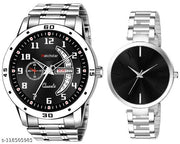 Best Quality Stain less Steel Day Date Couple Watch For Men&Women and Boys&Girls