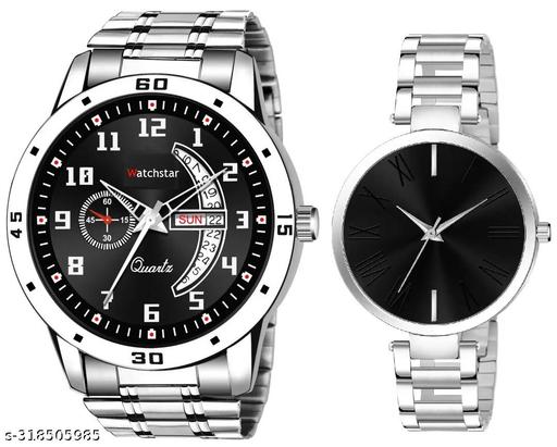 Best Quality Stain less Steel Day Date Couple Watch For Men&Women and Boys&Girls