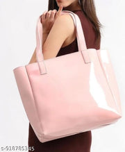 Spacious Tote Bag For Womens Handbag Ladies Purses, With Zip Closure Shining Synthetic Leather