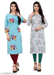 Women's and Girls Crepe Aline Straight kurti new arrival