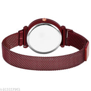 Analogue Studded Stylish Black Dial Magnet Watch for Girls and Women.