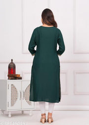 Women Embroidered Straight Kurta
