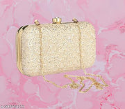 FANCY TRENDY WOMEN BOX CLUTCH WITH CHAIN SLING PARTY WEAR BRIDAL CLUTCH PURSE Fashionable Beautiful Handmade Embroidery Bridal Party Wedding