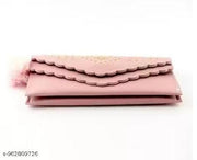 **Pack of 2 Elegant Flap Wallets with Heart Stud Design, Soft Pom-Pom Charm, Scalloped Edge Detailing, Multiple Compartments, Secure Closure, Lightweight Everyday Purse Set for Women**