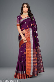 Premium silk blend fabric with smooth finish Rich zari weaving for traditional royal look Stylish pallu with intricate design Soft, lightweight & comfortable for long hours Comes with matching blouse piece