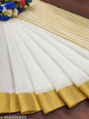 Women's Cotton Silk Saree with Blouse Material|| Pongal Special South Indian kerala Saree With Unstitched Blouse charvi allury saree