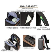Waterproof Polyester Slim Unisex Crossbody Sling Bag Chest Backpack Men's Shoulder Bag, Leisure Travel Handbag, Hard Shell Anti-Theft Chest Bag