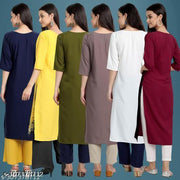 Polyster/Crepe fabric-Latest Tranding Printed Kurti On Lowest Price & Best Quality pack 6