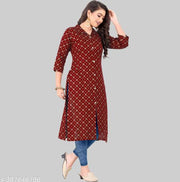 Rayon Kurti for women Gold Foil Print