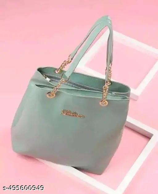 Green  women Handbag two main compartment  stylish handbag