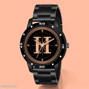 Talgo Analog Round Black Dial ALPHABET H Design Stylish Black Silicone Strap Classic Design Fancy Wrist Watch for Men and Boys, Pack of 1 - ALP-H-AVO-BLK-CDBLK