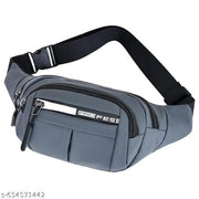VALIJA Waist Bag for Men Women Grey | Travel Handy Hiking Running Pouch with Zipper | Adjustable Strap Fanny Pack