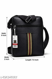 Men’s Black PU Leather Sling Bag | Stylish Crossbody Bag for Men | Office, Travel & Daily Use Shoulder Bag