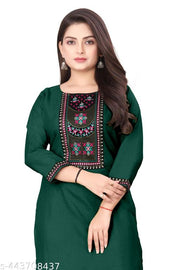 Designer Kurti New Collection Cotton Blend Stylish New Trendy , Women Kurti , Kashmiri Pheran, Cotton Kurti,Embroidered Pattern Casual Kurta for Girls & Women