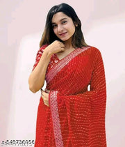Fancy Designer  Lehriya  Pretty Sarees With New Fancy  Border With Blouse Piece.