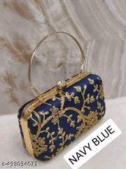 Sky Wing Embroidered Minimalist Elegance Clutch: Sleek, Compact, and Fashion-Forward Design Handicraft Beautiful Sling Box womens Clutch Bag Purse For Bridal, Casual, Party, Wedding Fancy Unique Women Box Clutches With Free Handle