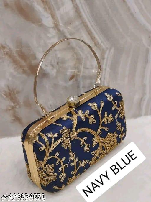 Sky Wing Embroidered Minimalist Elegance Clutch: Sleek, Compact, and Fashion-Forward Design Handicraft Beautiful Sling Box womens Clutch Bag Purse For Bridal, Casual, Party, Wedding Fancy Unique Women Box Clutches With Free Handle