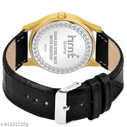 Hrnt Branded Synthetic Leather Water Resistant & Branded Company Wrist Or Black Belt Watch Analog Watch For Mens & Watch For Boys Original Gold Plated Analog Black Belt (Patta) Watch & Hands and Wrist Watch