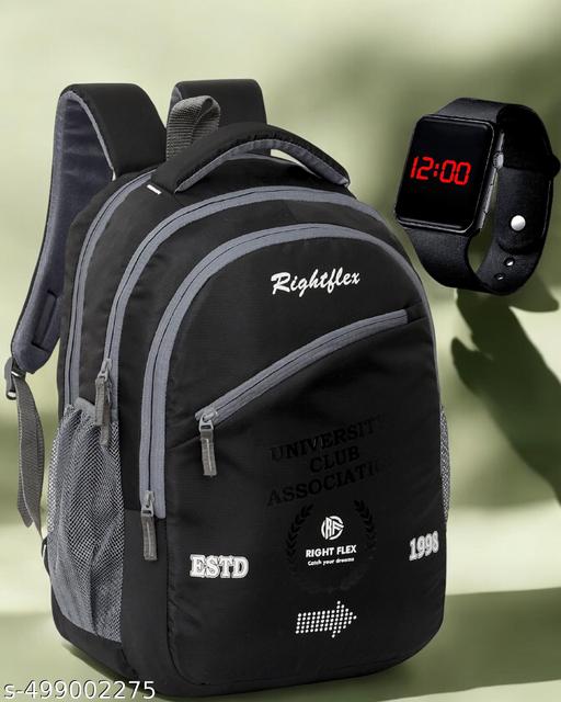 Stylish 35L Waterproof Laptop Backpack for Men & Women - Office, School, college, with free LED watch 001