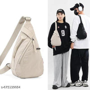 1PCS Chest Bag for Men, Stylish Crossbody Sling Bag for Women, Lightweight Shoulder Bag for Travel, Outdoor, Work, Beige Oxford Fabric Chest Bag