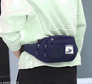 Flikker: Latest Polyester Kamar Pouch Men's Waist Bag | Women Casual Fanny Pack Chest Bag || Stylish Crossbody Bag Boys || Unisex One Side Fanny Pack for Hiking Travel Camping Running Sports (Black, Pack of: 1)