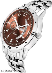 Stainless Steel Strap Day Date Analog Watch For Men