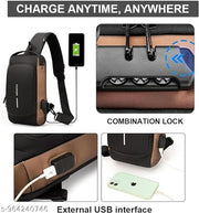 Sling Bag for Men & Women – Waterproof Anti-Theft Crossbody Backpack with USB Charging Port | Shoulder Bag for Travel, Outdoor, and Daily Use