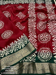 Batik Print Beautiful Silk Saree