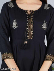 RUDRAKSH Women's Embroidered Rayon Anarkali Kurta|Gown for Women|Flared Kurta for Women|Women's Rayon Printed Flared Anarkali Kurti| Anarkali Kurti for Women & Girls