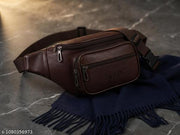 Waist Bag for Men and Women Brown Premium Faux Leather Waist Bag with Multiple Zipper Compartments, Adjustable Strap and Secure Buckle Closure, Stylish Fanny Pack for Travel, Shopping, Daily Use, Casual Outings and Outdoor Activities