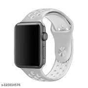 Rycore Sports Band Soft Silicone Sport Wristband Compatible with Apple Watch iWatch Bands 42mm 44mm & 45mm Soft Silicone Strap for iWatch Series 7 6 5 4 3 2 SE [Watch NOT Included] - White & Grey