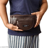 MISHK PU Leather Fanny Pack Waist Bag | Travel Pouch Passport Holder for Men & Women | Travel Handy Hiking Zip Pouch Money Phone Belt Bum Bag (Brown)