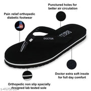 DOCTOR EXTRA SOFT Black-OR-D-19 Women's Orthopaedic Diabetic Comfort Daily Use Slippers & Flipflops